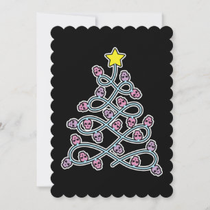 Gothic Skulls Christmas Tree Flat Greeting Card