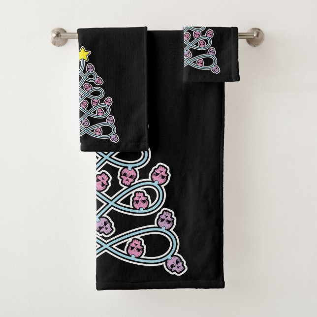 Gothic Skulls Christmas Tree Towel Set (Insitu)