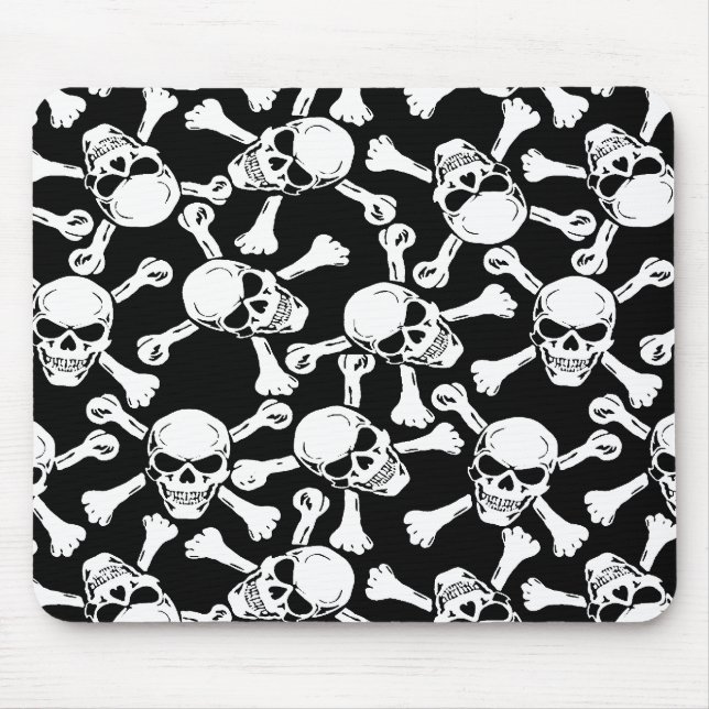 GOTHIC SKULLS CROSSBONES PATTERN MOUSE PAD (Front)
