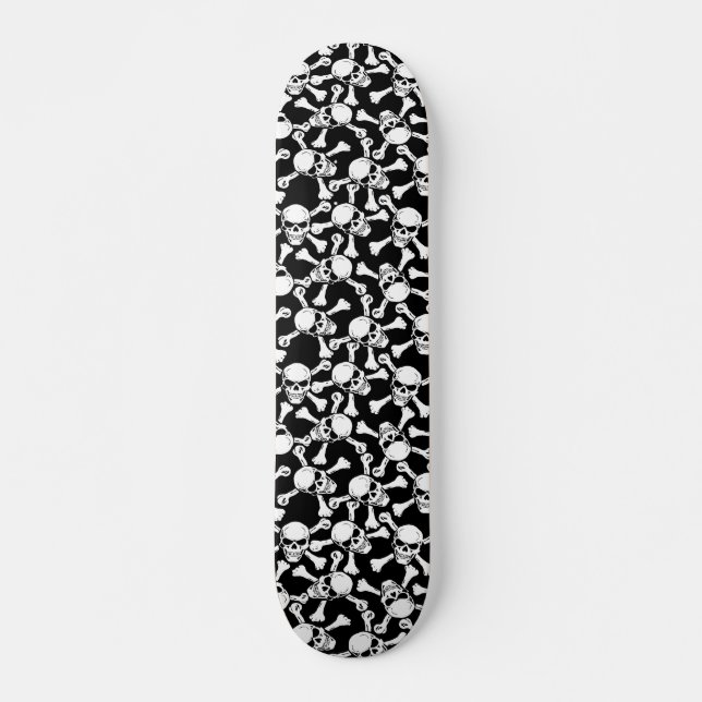 GOTHIC SKULLS CROSSBONES PATTERN SKATEBOARD (Front)