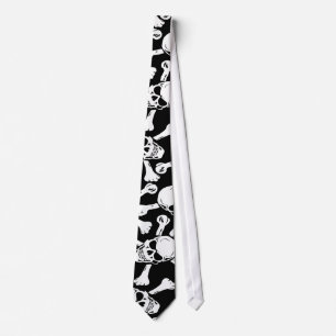 GOTHIC SKULLS CROSSBONES PATTERN TIE