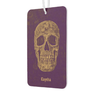 Gothic Skulls Grunge Gold Purple Cool Car Air Freshener