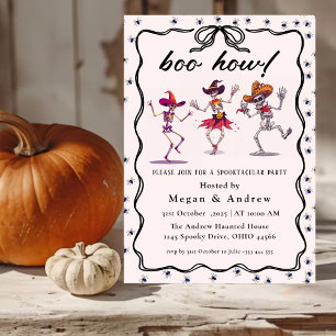 Gothic Skulls in Hats Halloween Costume Party Invitation