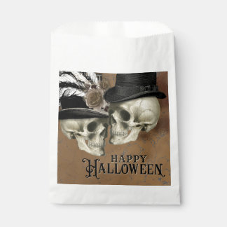 Gothic Skulls in Hats Vintage Halloween Favour Bag