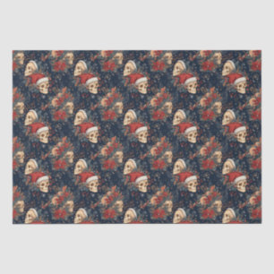 Gothic Skulls in Santa Hats Christmas Tissue Paper