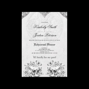 Gothic Skulls Moody Dark Wedding Rehearsal Dinner Invitation