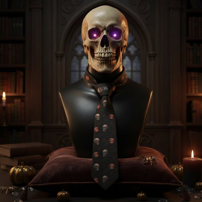 Gothic Skulls & Ravens Dark Halloween Tie (Creator Uploaded)