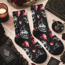 Gothic Skulls & Red Hearts Dark Valentine