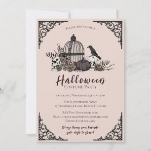 Gothic Skulls & Roses Give Thanks Friendsgiving Invitation