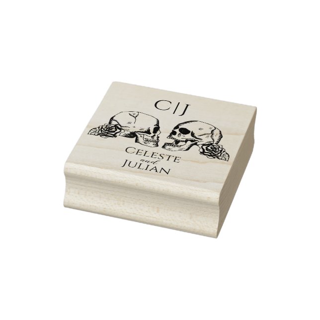 Gothic Skulls & Roses Wedding Rubber Stamp (Stamp)