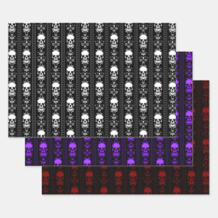 Gothic Skulls & Stripes Collection Wrapping Paper Sheet
