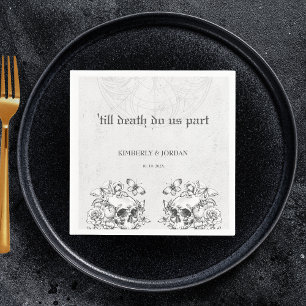 Gothic Skulls 'till death do us part Wedding Favou Napkin