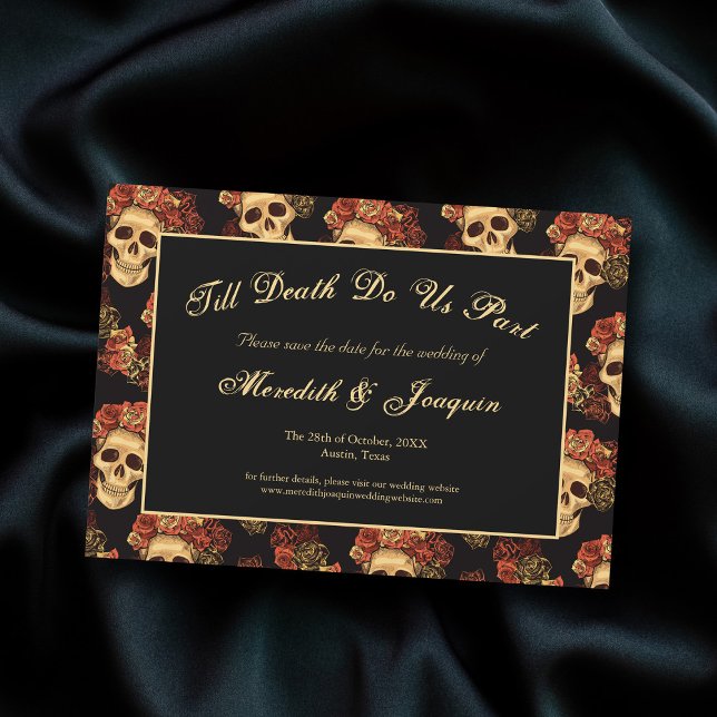 Gothic Skulls Till Death Save the Date Magnet Card (Creator Uploaded)