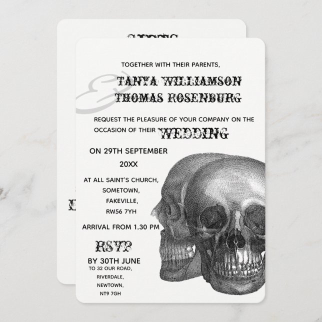 Gothic Skulls Wedding Invitation (Front/Back)