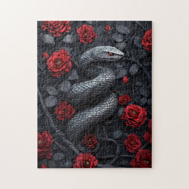 Gothic Snake and Roses Jigsaw Puzzle (Vertical)