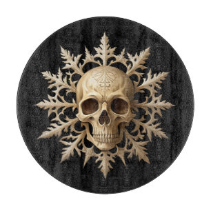 Gothic snowflake and skull cutting board