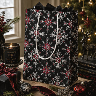 Gothic Snowflakes Spooky Christmas Creepmas Medium Gift Bag