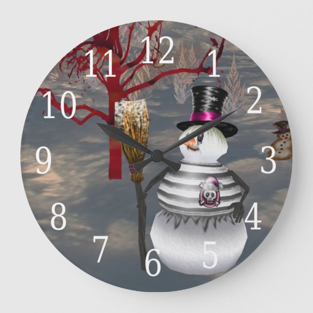 Gothic Snowman Clock (Front)