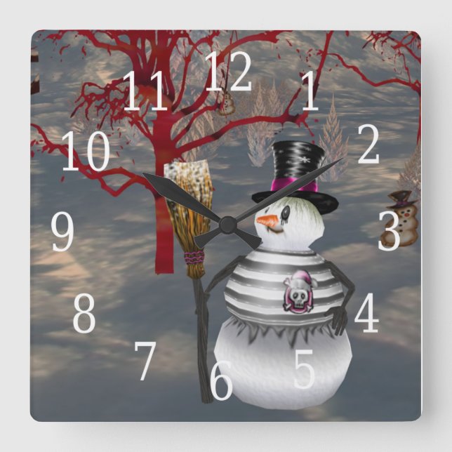 Gothic Snowman Clock (Front)