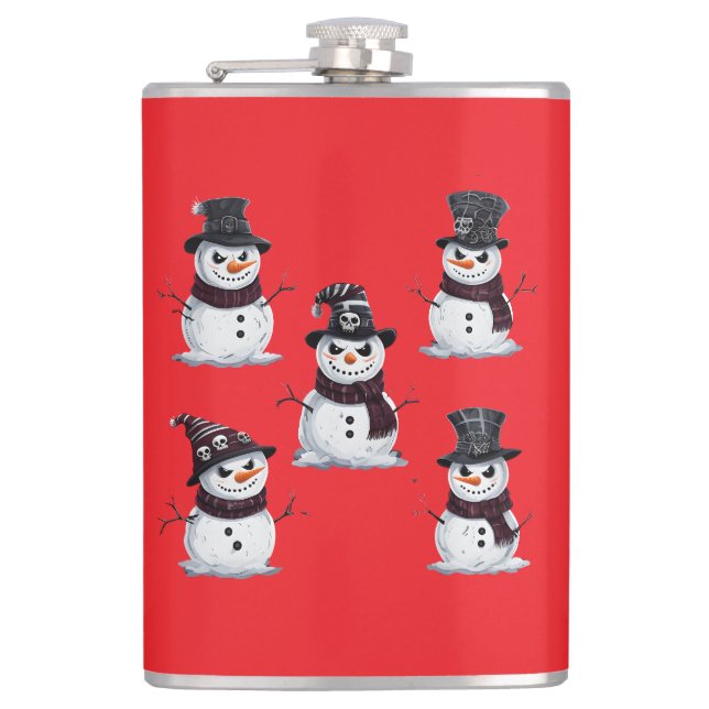 Gothic Snowman Hip Flask (Front)