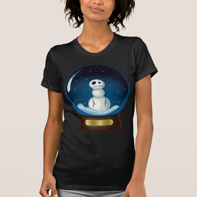Gothic Snowman Snow Globe T-Shirt (Front)