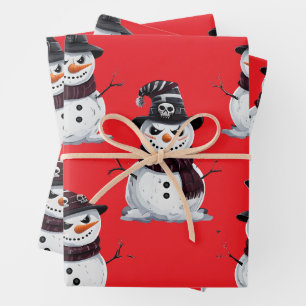 Gothic Snowman Wrapping Paper Sheet