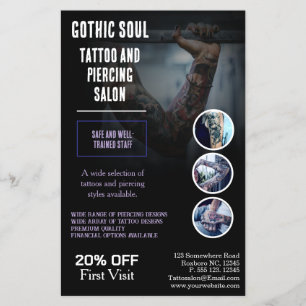 Gothic Soul Tattoo & Piercing Salon   Professional Flyer