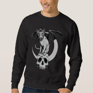 Gothic Sphynx Cat Bat Wicca Goth Skull Evil Pagan Sweatshirt