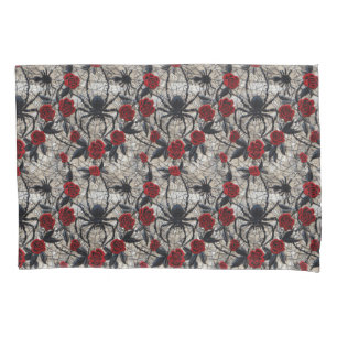 Gothic Spider and Red Roses Bedding  Pillowcase