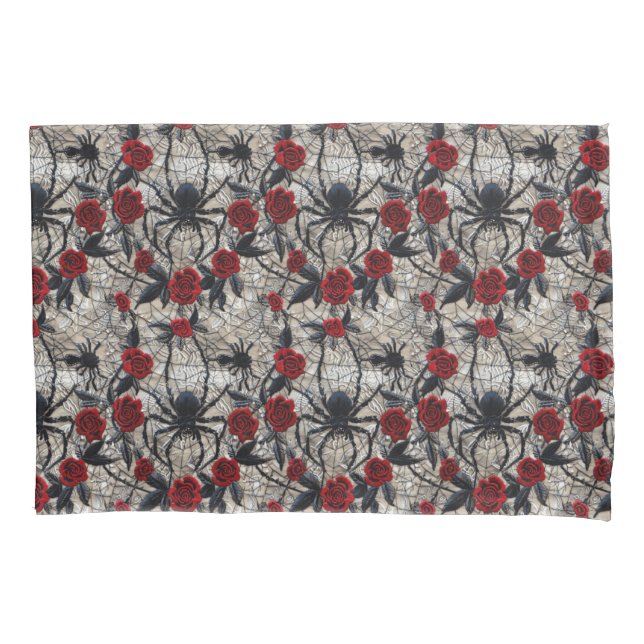 Gothic Spider and Red Roses Bedding  Pillowcase (Front)