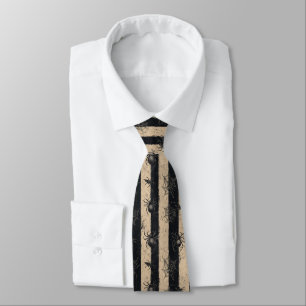 Gothic Spider and Web Striped Halloween Pattern Tie