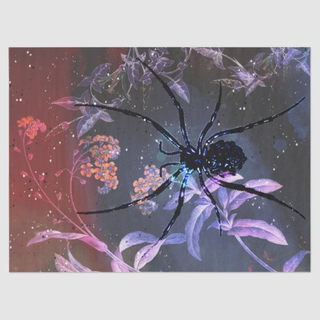 Gothic Spider Floral Decoupage Tissue Paper (Front)