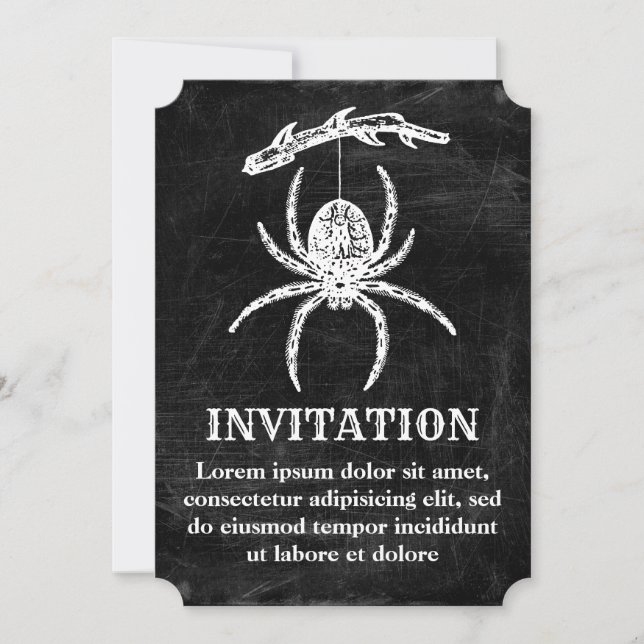 Gothic Spider Hanging From Branch Invitation (Front)