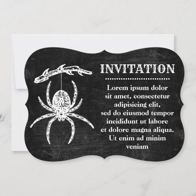 Gothic Spider Hanging From Branch Invitation (Front)