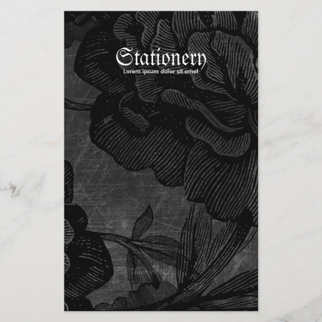 Gothic Spider On Flower Stationery (Front)