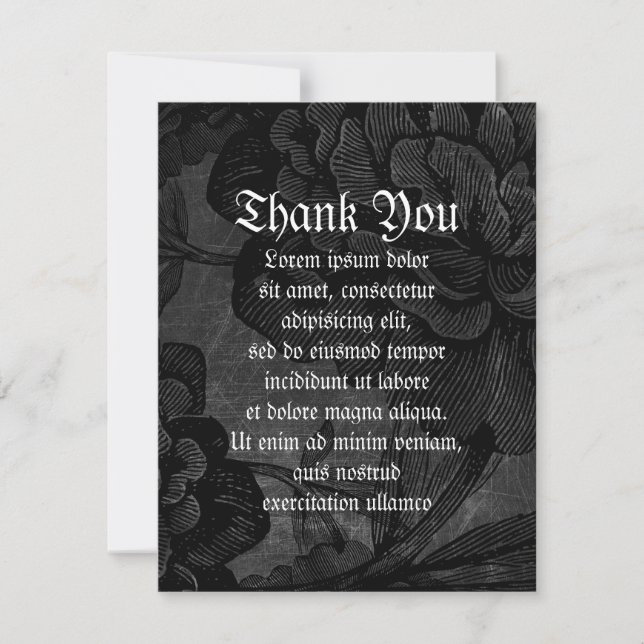 Gothic Spider On Flower Thank You Card (Front)