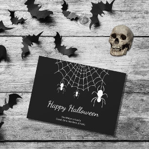 Gothic Spiders Simple Black White Happy Halloween Holiday Card