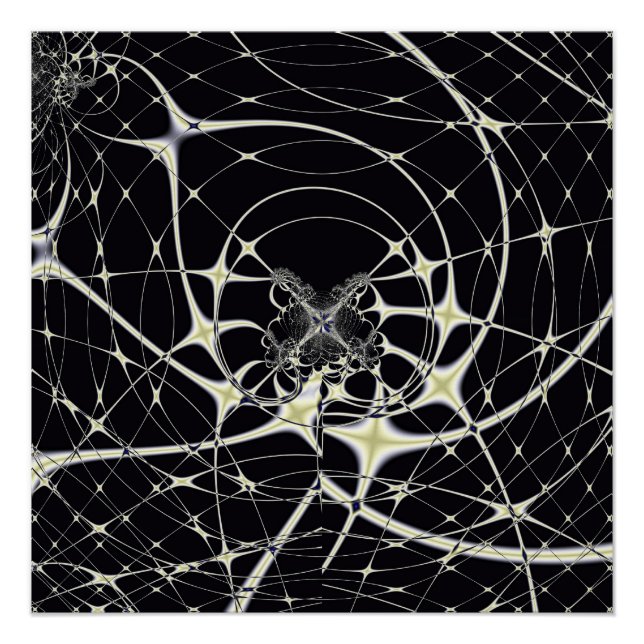 Gothic Spiderweb Abstract Gold Pattern Poster (Front)