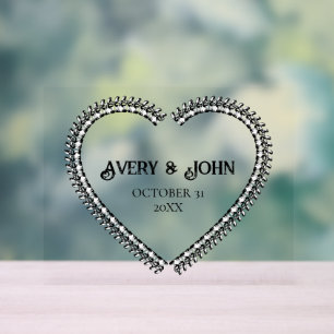 Gothic Spine Heart Bone Minimalistic Wedding Acrylic Sign