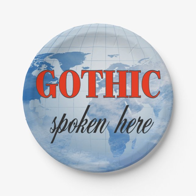 Gothic spoken here cloudy earth paper plate (Front)
