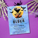 Gothic Spooky A Tini Bit Older Birthday Party Invitation<br><div class="desc">Gothic Spooky A Tini Bit Older Birthday Party Invitation - Featuring a black drink in a martini glass adorned with skulls and orange pumpkins. Black bats fly around and a full yellow eerie moon is in the background. A blue and purple starry, mystical and celestial sky is the backdrop for...</div>