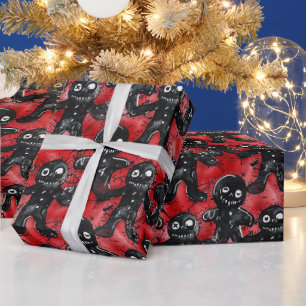 Gothic Spooky Christmas Gingerbread Wrapping Paper