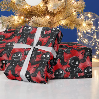 Gothic Spooky Christmas Gingerbread Wrapping Paper