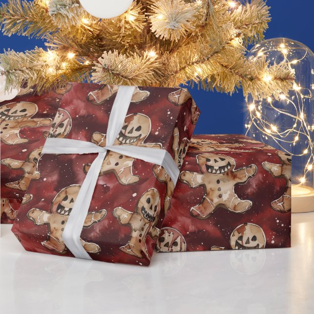 Gothic Spooky Christmas Gingerbread Wrapping Paper (Holidays)