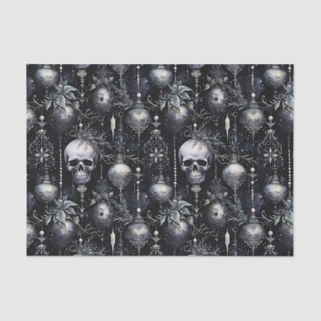 Gothic Spooky Christmas Skulls Tissue Paper (Front)