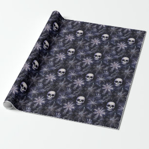 Gothic Spooky Christmas Skulls Wrapping Paper