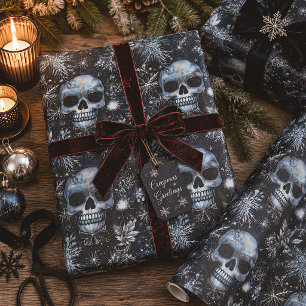 Gothic Spooky Christmas Skulls Wrapping Paper