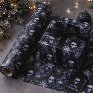 Gothic Spooky Christmas Skulls Wrapping Paper