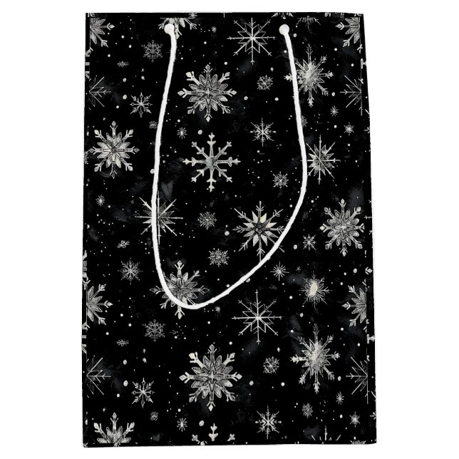 Gothic spooky christmas snowflakes medium gift bag (Front)