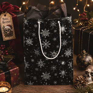 Gothic spooky christmas snowflakes medium gift bag